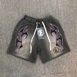 Hell Star Shorts Hommes Shorts D'été Hellstar Classique Flamme Lettre Imprimer Hommes Femmes Pantalon Court Streetwear Terry Tissu Pantalon Décontracté w7