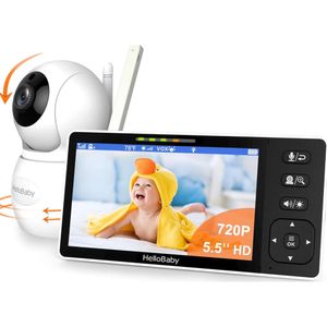 HelloBaby 720p Baby Monitor avec appareil photo et audio, moniteur vidéo WiFi Remote Pan Tilt Zoom large vue View 1080p Pound Camera Night Light Hack Proof 4000mah