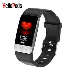 HelloPods T1S Bracelet de montre intelligent avec mesure de température ECG Fréquence cardiaque Tensiomètre Prévisions météo Boire Rappeler 220401