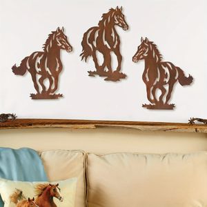 HELLOYOUNG Metal Horse Mur Art Dcor Rustique Concise Western Horse Decoration For Kitchen Bathroom Living Room Garden 240422