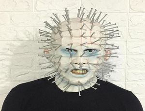 Hellraiser Pinhead Horror Mask Party Carnival Mascaras Head Nail Man Movie Cosplay Mask Halloween Latex Masques effrayants Spoof accessoires 225393808