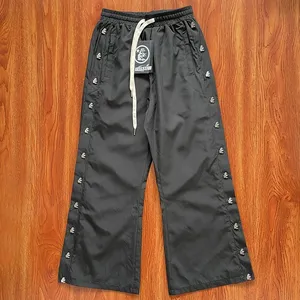Hellstar Casual Nylon Button Pant Mens Diseñador negro Pant