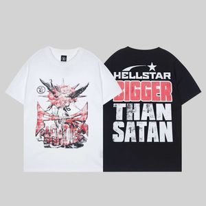 Hellstar Designer Mens T Shirts 2024 Temprano en la primavera Nueva marca American High Street Hell Star/Angel Art Text Patrón de texto Hip Hop Camiseta