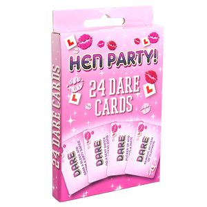 Jeu de cartes de fête pour poule, vente en gros, paquet de 24 cartes Dare, accessoires, jeu de cartes à boire rose pour adultes, vente en gros