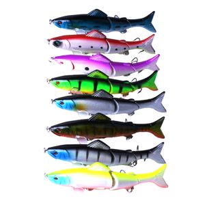 HENGJIA 8 PCS Multi Jointed Minnow Leurre De Pêche Dur Appât 3D Yeux Swimbait 12.5cm 19g pour Bionic