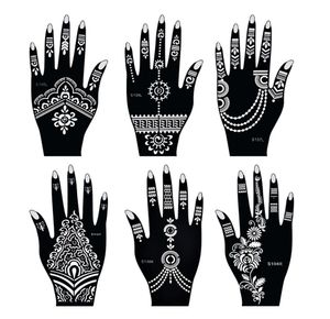 Pochoirs de tatouage au henné Mehndi Inde Kit de pochoir de tatouage au henné pour peinture à la main peinture pour le corps des doigts 6 pièces modèles de tatouage temporaire 5702533