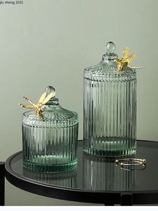 Outils d'épices d'herbes Pot de bonbons papillon en verre européen rose vert boîte à bijoux en verre Transparent maison alimentaire récipient de stockage de fruits secs décor à la maison 231009