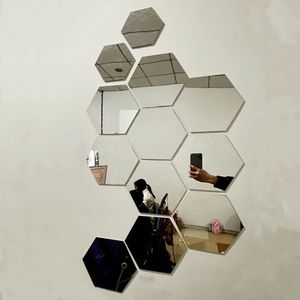 Hexagon 3D Miroir mural autocollant plusieurs tailles bricolage TV fond de salon autocollants muraux décor mural salle de bain salle de bain décoration 240424