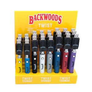 Hexagon Backwoods Twist Batteries Kits de cigarettes électroniques Préchauffer la batterie VV 650/900 / 1100mAh Chargeur Vape Pen 24Pcs