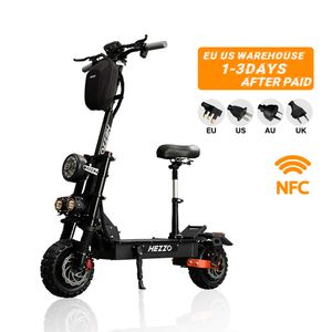 HEZZO F7 EE. UU. UE Almacén Envío gratis Off-Road Escooter 60V 6000W Motores duales 45AH Largo alcance 100 km Neumático ancho de 11 pulgadas Patinete eléctrico plegable de alta calidad