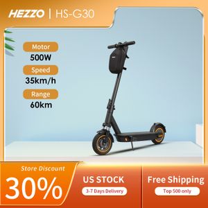 HEZZO Escooter G30 Free Shipping Eu Us Warehouse 36V 500W Powerful Electric Scooter 22Mph 40-50km 10Inch 15Ah Front Suspension Waterproof Folding Kick Scooter