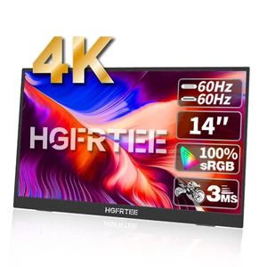 HGFRTEE 14INCH 4K Monitable portable 3840 * 2160 100% SRGB ADS-IPS Affichage prolongé avec support pour le commutateur de téléphone PC pour ordinateur portable 240327