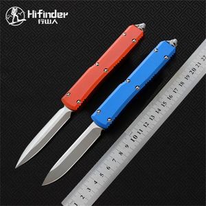 Hoja de cuchillo plegable Hifinder: D2 (satinado) 6061-T6 mango de aluminio camping supervivencia al aire libre EDC caza herramienta táctica cena cuchillo de cocina