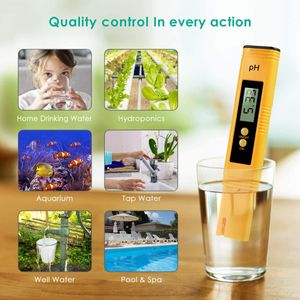 Alta precisión 0-14 ph 0.01 LCD Medidor de pH digital Tiete de agua para agua Aquarium Pool Hydroponics Tamaño de bolsillo de bolsillo Tester