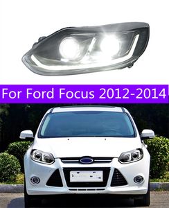 Faro delantero de Luz De Carretera para Ford Focus, faro LED 2012-2014, luces de conducción DRL, luces de señal de giro tipo serpentina, accesorios