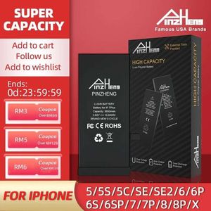 High Capacity Pin for 5S SE 5 6 6S 7 8 Plus X Replacement One Year Battery