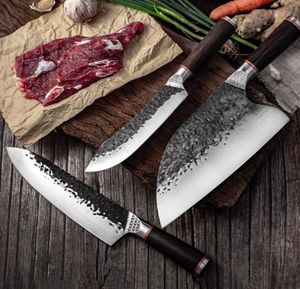 Chef de acero de alto carbono Chef Knife revestido de acero forjado Boning Butcher cuchillos de cocina Cambriente de carne Combinan el cuchillo de matanza todo2855920