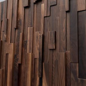 Panel de listones de madera de nogal negro de alta gama para cliente de Arabia Saudita, Panel de madera 3D de 80x20cm, decoración de pared para decoración de fondo artístico