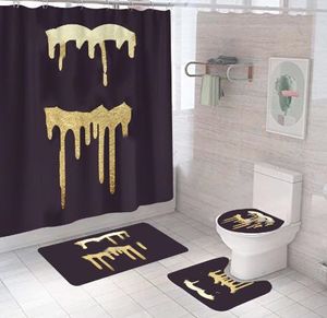 Tapis de sol de rideau de douche d'impression numérique de commerce extérieur haut de gamme ensemble de quatre pièces combinaison ensemble de tapis de salle de bain
