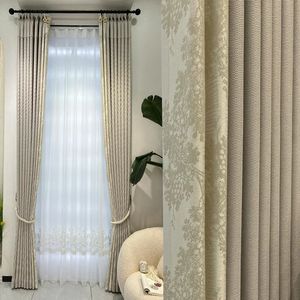 Cortina beige de lujo de gama alta para sala de estar, dormitorio, apagón, aislamiento acústico, gran estudio, moderno, sencillo, personalizado, 240109