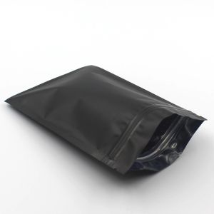 Haut de gamme noir mat petit papier d'aluminium fermeture à glissière sacs en plastique odeur preuve poudre d'herbe thermoscellable plat fermeture éclair sac pochette