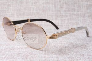 gafas de sol de diamante redondo de gama alta 7550178 gafas de sol de montura de gafas de ángulo blanco y negro natural hombres Tamaño de anteojos femeninos: 57-22-135 mm