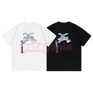 Camiseta de cuello redondo de alta moda diseñador de camisetas de estampado digital de conejo para mujeres parejas de manga corta talla X