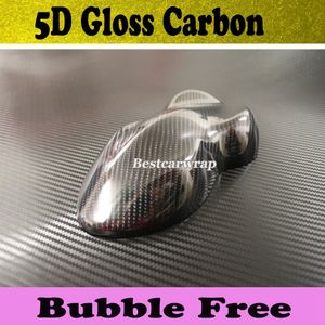 Haute brillance 5D carbone vinyle Wrap voiture Wrap Film sans bulles d'air 5D carbone brillant comme du vrai carbone taille 1.52x20 m/Roll