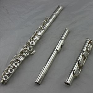 Flauta de orificio abierto de alto grado 17 con cuerpo plateado Cabeza de flauta de plata esterlina