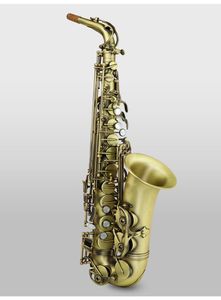 Finition antique de haute qualité Eb E plat Saxophone Alto Sax Shell Key Carve Pattern Instrument à vent avec étui Autres accessoires