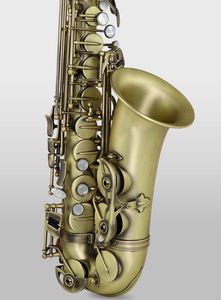 High Grade Antique Finish Eb E-flat Alto Saxophone Sax Shell Key Carve Pattern Woodwind Instrument with Case Other Aeccessaries 00