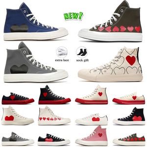 High Olive Top Vintage Commes 1970s Des Garcons Diseñador Zapatos de lona Marca de lujo Para mujer Para hombre All Star Classic 70 Chucks Taylors Low Multi-Heart Con ojos Zapatillas de deporte