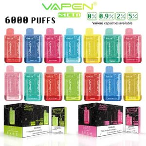 Nuevo 0% 2% 5% Vapen Meta 6000puffs 550mAh Batería Malla Bobina E Kits de cigarrillos Tipo C Desechable Vape Pen e Cigarrillo Precargado Kits de barras de vaporizador