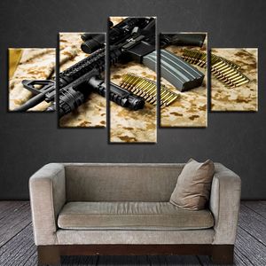 Haute puissance fusil mitrailleuse et Bulle toile HD imprime affiches décor à la maison mur Art photos 5 pièces Art peintures pas de cadre