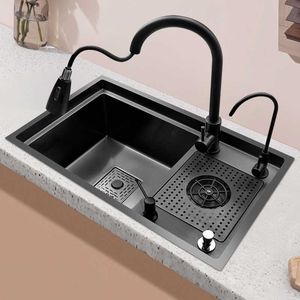 Haute pression lave-tasse cuisine évier en acier inoxydable 304 Nano fait à la main à une fente sous le comptoir lavabo Bar lait thé café