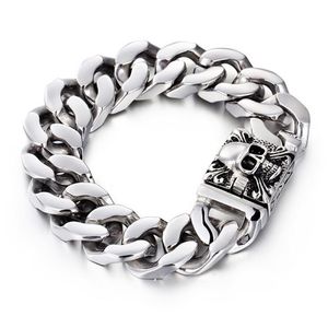 20 mm Heavy Gothic Gold Men's Bike Biker Chain Skeleton Skull Bracelets Punk Rock Hiphop Silver 316L Acero inoxidable Cuban Curb Link Chain Bracelet Bangle Jewelry