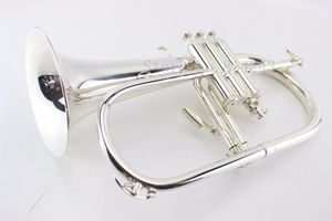 Flugelhorn américain de haute qualité plaqué argent B Flat Bb Trompette professionnelle Instruments de musique en corne de trompette en laiton