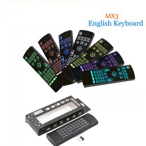 Flying air mouse MX3 Colorful backlight 2.4g wireless remote controller mini keyboard for android tv box mini PC projector etc