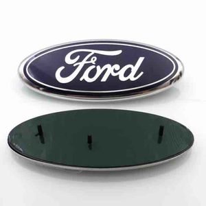 Arrière-plan de haute qualité 23*9 cm Auto voiture emblème insigne ABS + capot en aluminium avant arrière coffre Logo pour Ford Edge Explorer
