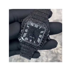 Reloj de moissanita negro hecho a mano de alta calidad para regalo de Navidad para hombres Compre ahora del mejor mayorista