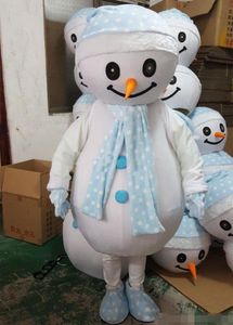 Alta calidad Blue Dot Hat Snowman Mascot Costume Halloween Christmas Fancy Party Dress Traje de personaje de dibujos animados Carnival Unisex Adults Outfit