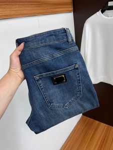 Pantalones vaqueros de diseñador de marca de alta calidad otoño e invierno nuevo estilo simple color puro pantalones vaqueros de lápiz azul de lujo para hombre