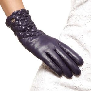 Guantes de piel auténtica de marca de alta calidad, guantes suaves de piel de oveja para mujer, guantes de piel para conducir en invierno, EL005NC-5181w