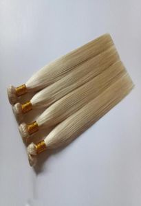 Tejido de cabello liso rubio brasileño de alta calidad 613 Color dorado ruso mongol Se puede teñir Trama de cabello doble Remy humano exte95837095