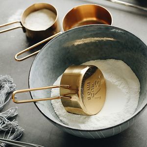 Tazas medidoras de cobre y acero inoxidable de alta calidad, juego de 4 piezas, herramientas de cocina para hacer pasteles y medidores para hornear, herramientas de medición DH2030