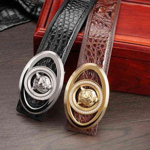 Ceinture en cuir de crocodile de haute qualité pour hommes, boucle de ceinture personnalisée avec chronométrage italien, alligator 6955855