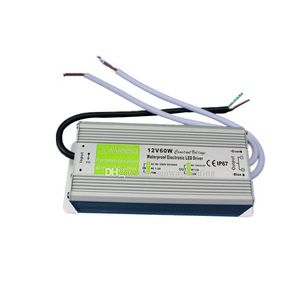 Alta calidad DC 12V 5A 60W fuente de alimentación Led 20-300w transformador Led controlador adaptador 90V-250V transformadores impermeables voltaje constante