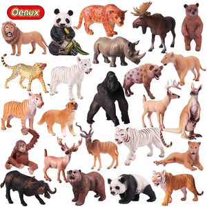 Simulación de DHL de alta calidad, modelo animal, figuras de juguete, plástico sólido, jirafa, elefante, rinoceronte, oso pardo, tigre, león, leopardo, caballo, regalo para niños
