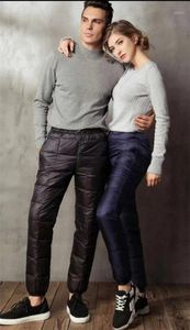 Pantalons pour hommes haute qualité vers le bas hiver hommes femmes épais chaud blanc canard pantalon Couple coupe-vent imperméable grande taille 5XL1