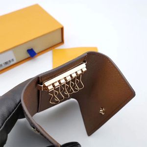 Porte-clés en cuir véritable de haute qualité Fleur marron célèbre designer classique femmes 6 porte-clés porte-monnaie de luxe hommes porte-cartes Hasp imitation portefeuille porte-clés 2023